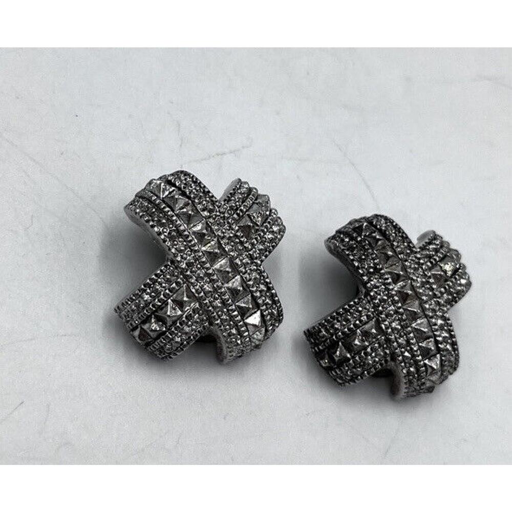 Vintage Puffy Solid Sterling Silver Marcasite Let… - image 2